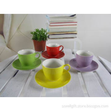 Solid Color New Bone China Cup and Saucer Coffee Set